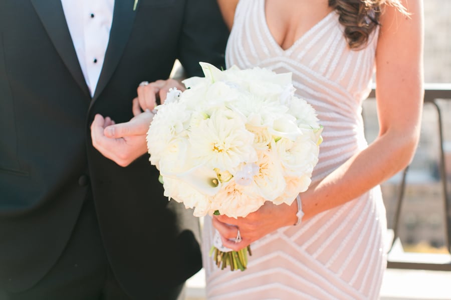 An all white bridal bouquet by Stems in Chicago
