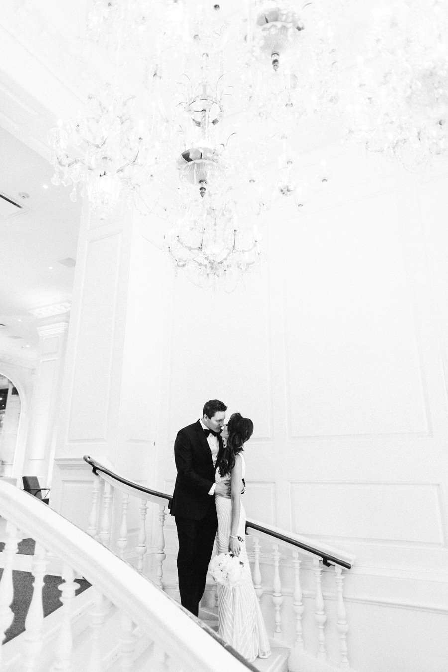 A beautiful black and white wedding portrait at the Ambassador Hotel in Chicago.