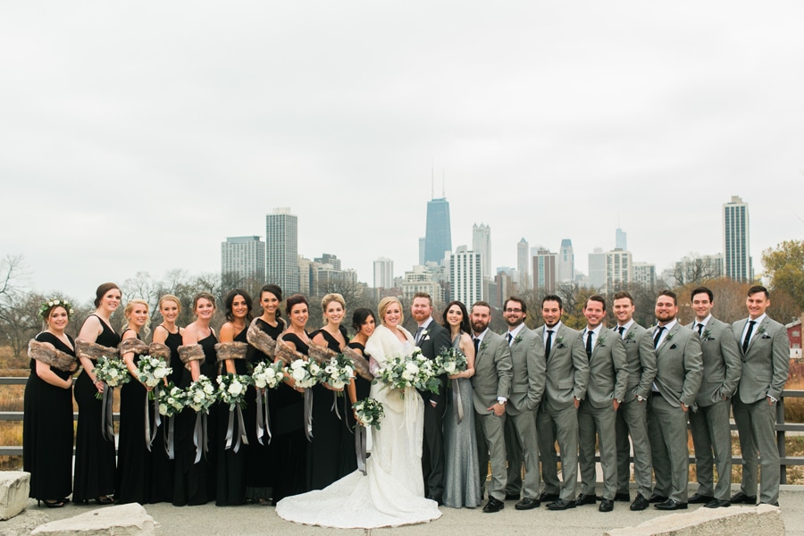 Wedding party portraits in Chicago's Lincoln Park.