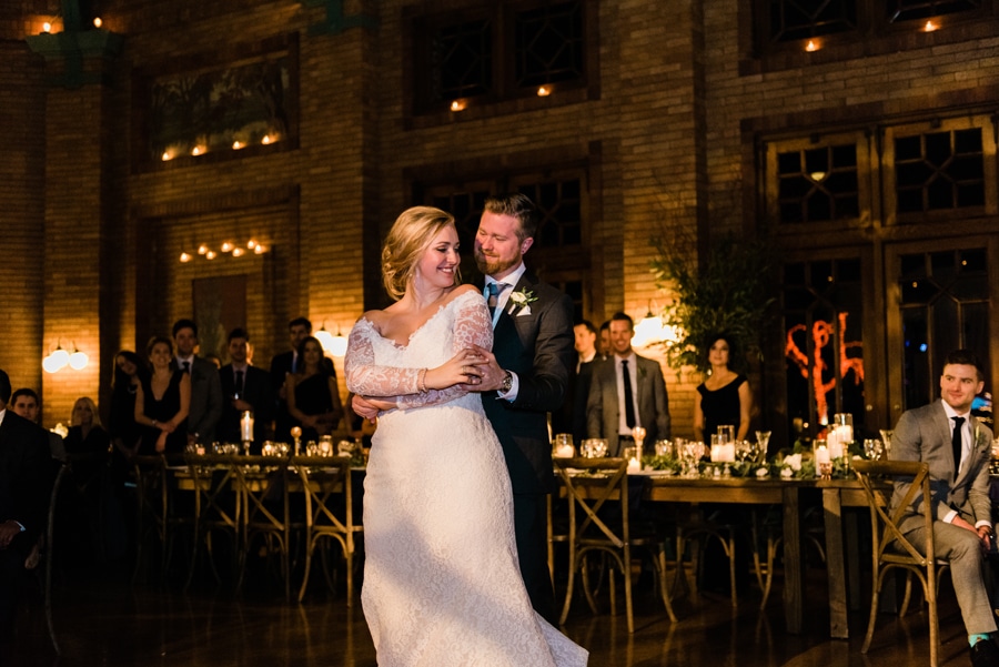 A rustic winter wedding reception at Cafe Brauer