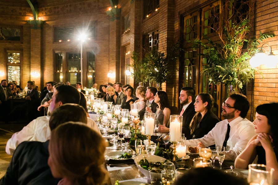 A rustic winter wedding reception at Cafe Brauer.