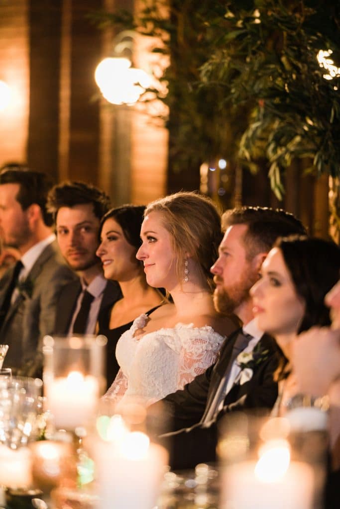 A rustic winter wedding reception at Cafe Brauer