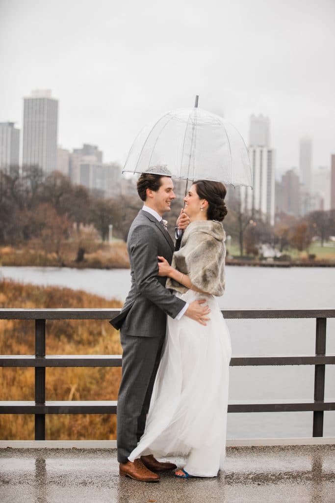 A snowy and rainy November wedding day at Cafe Brauer.