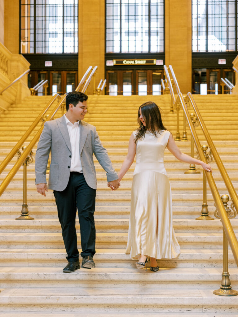 A romantic winter engagement session at Chicago's Union Station