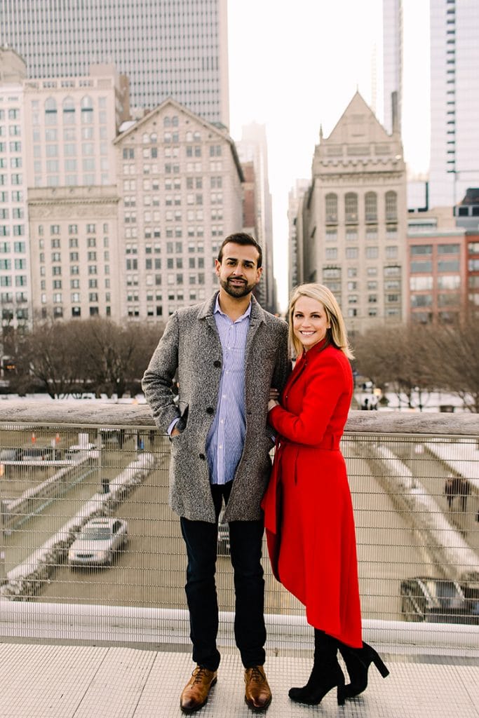A downtown Chicago engagement photo session in Winter.