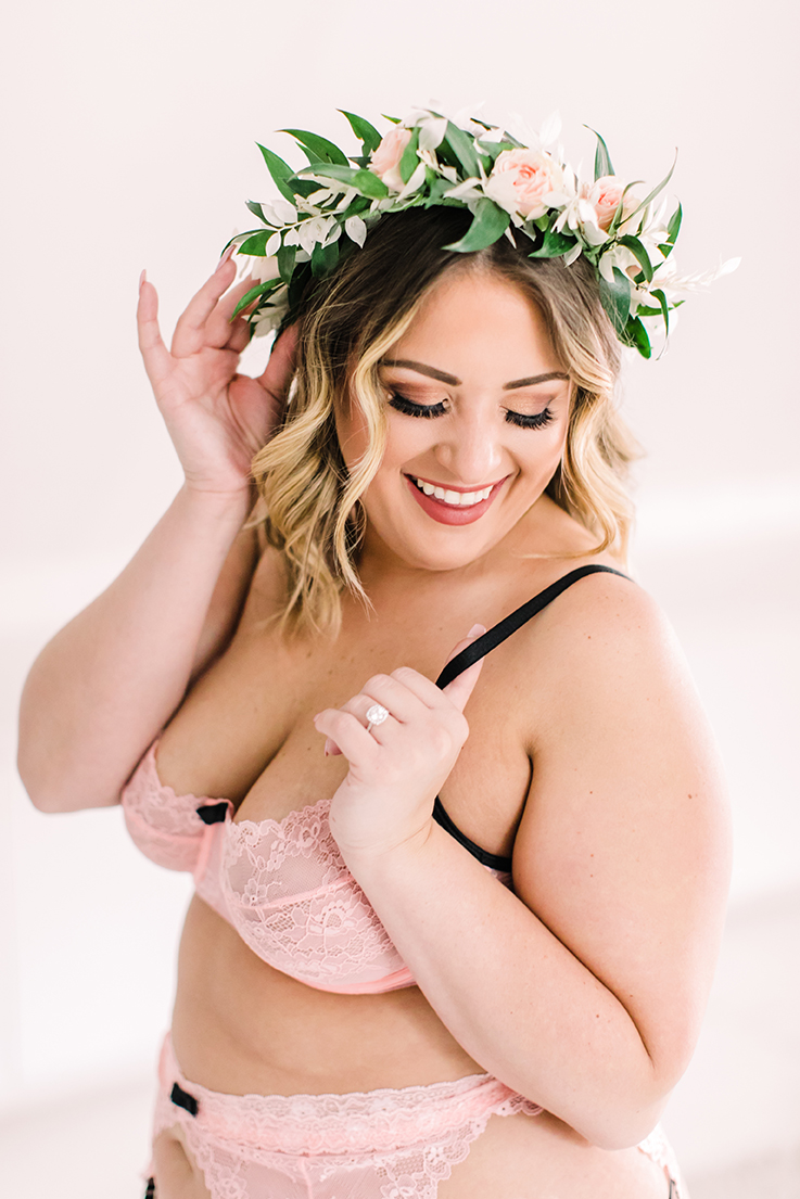 Chicago boudoir photo with floral crown
