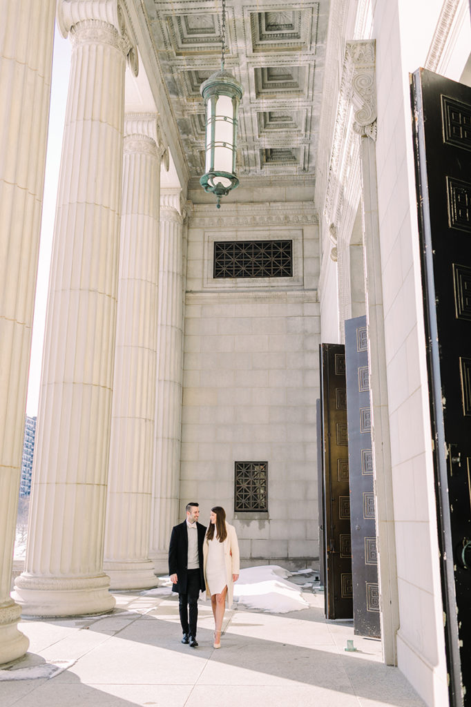 Engagement photo at Museum of Science and Industry in Chicago