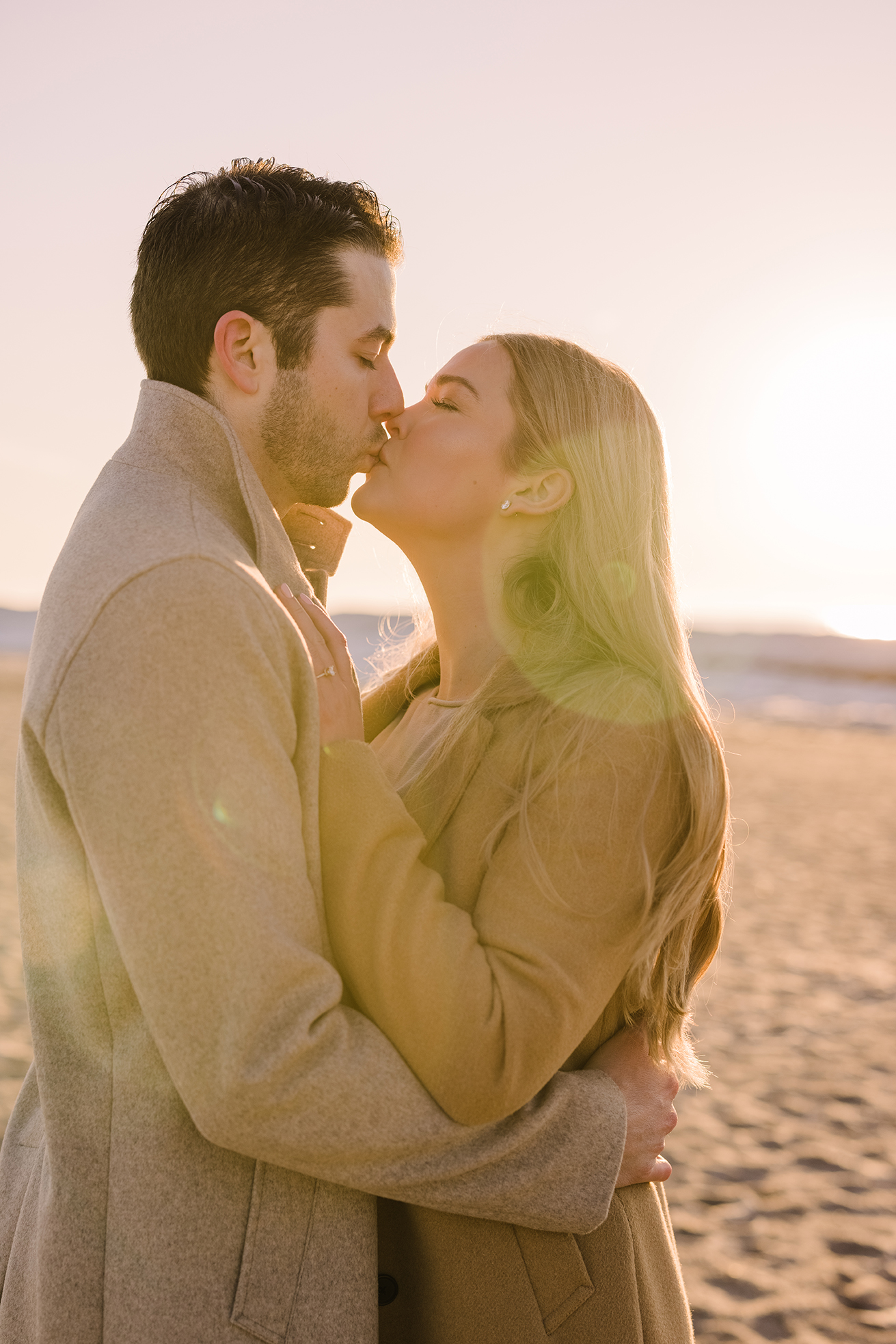 A sunrise engagement session at Chicago's North Avenue Beach.