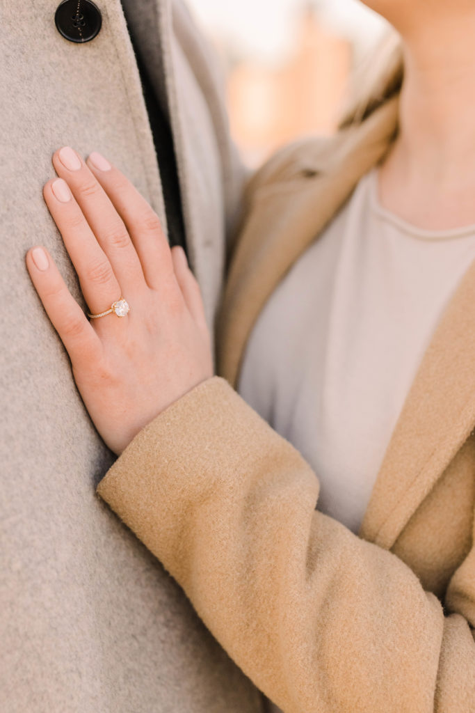 Engagement ring detail.