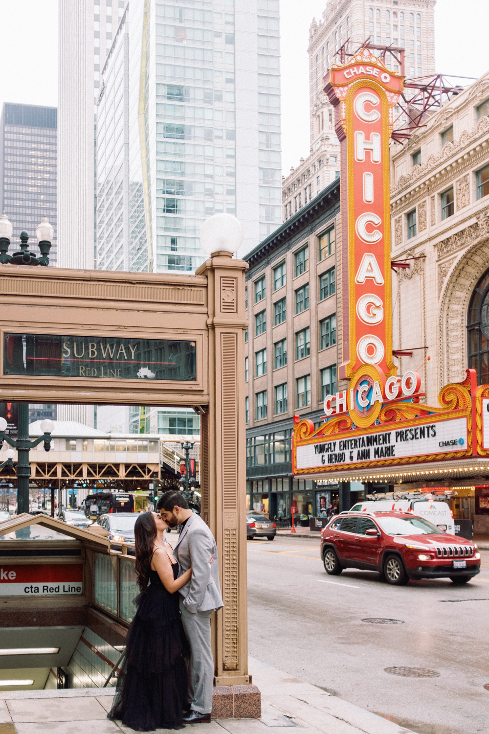 Chicago Theater Engagement Photo