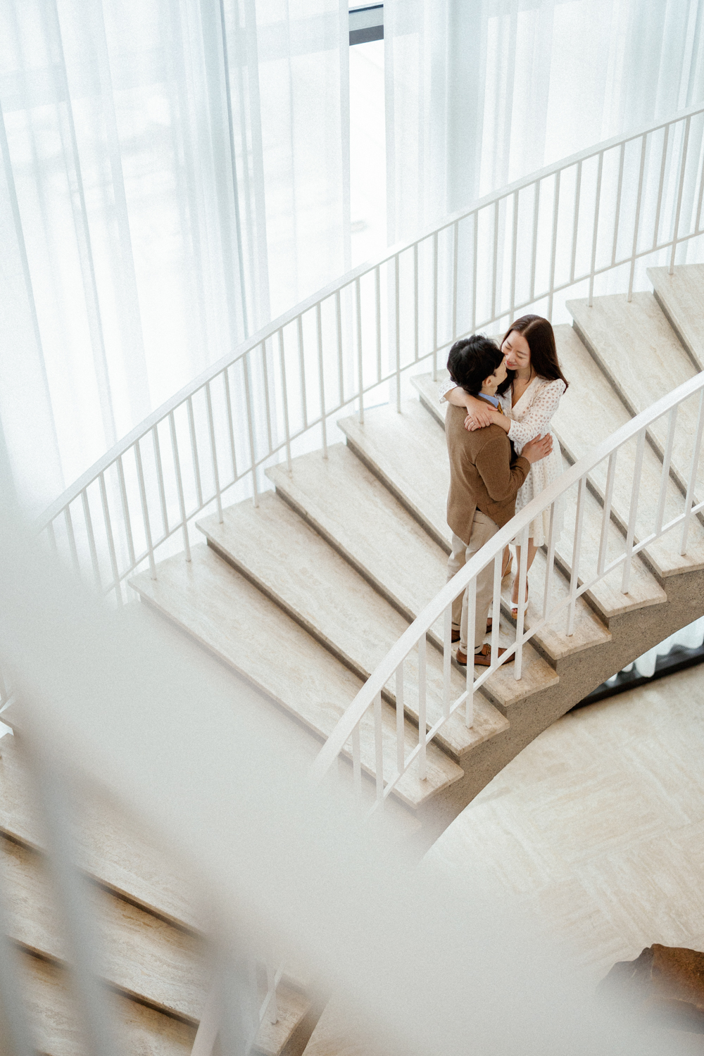 Art Institute staircase engagement photo