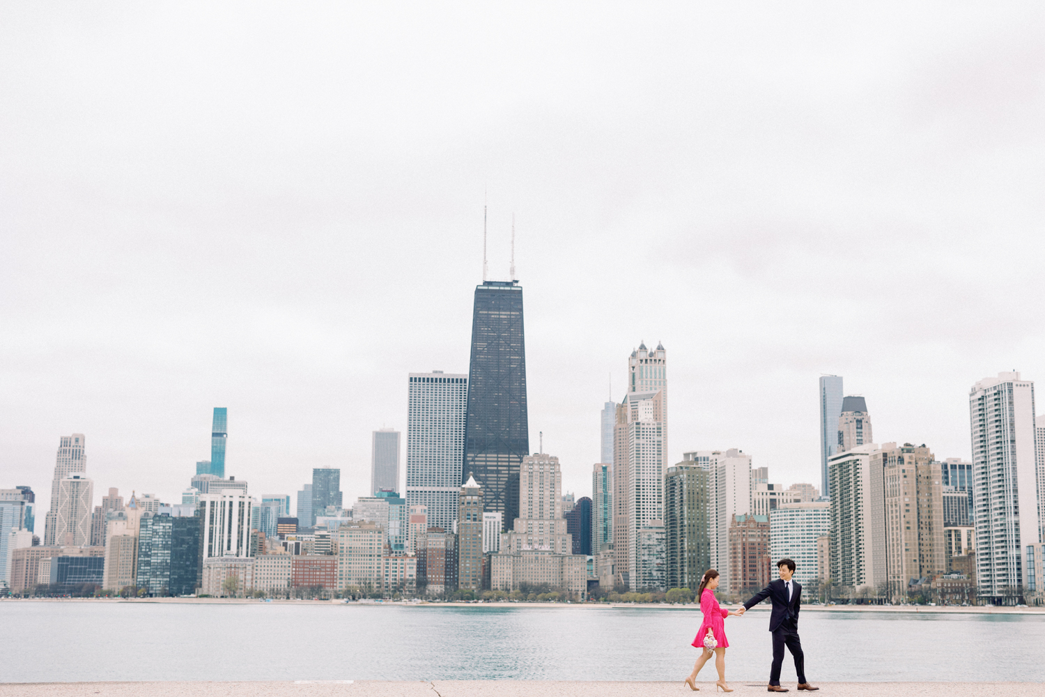 Chicago skyline engagement photo