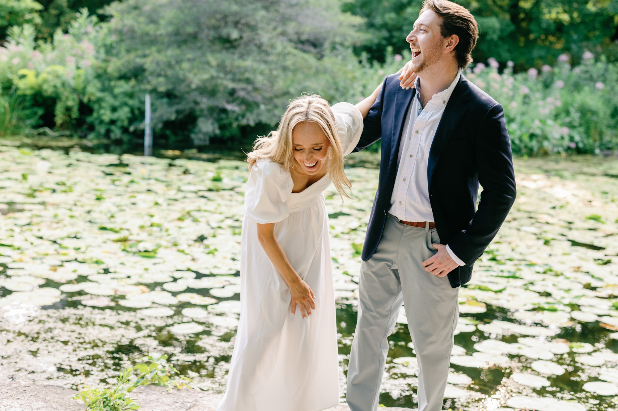 Belly laughs during an engagement session.