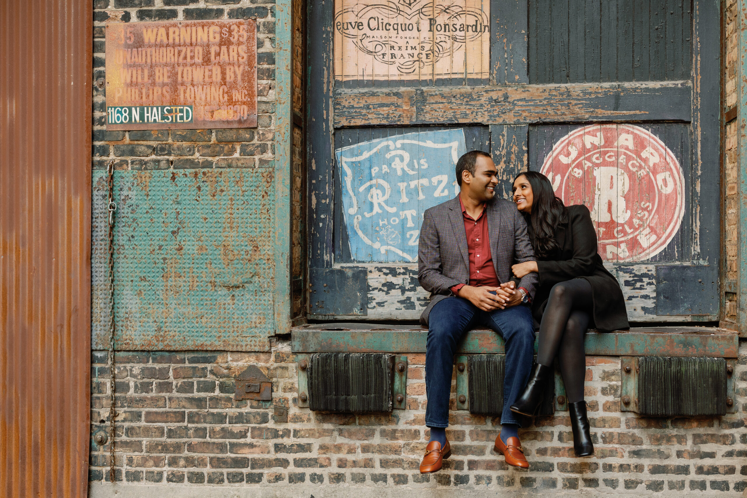 An engagement photo in the West Loop.