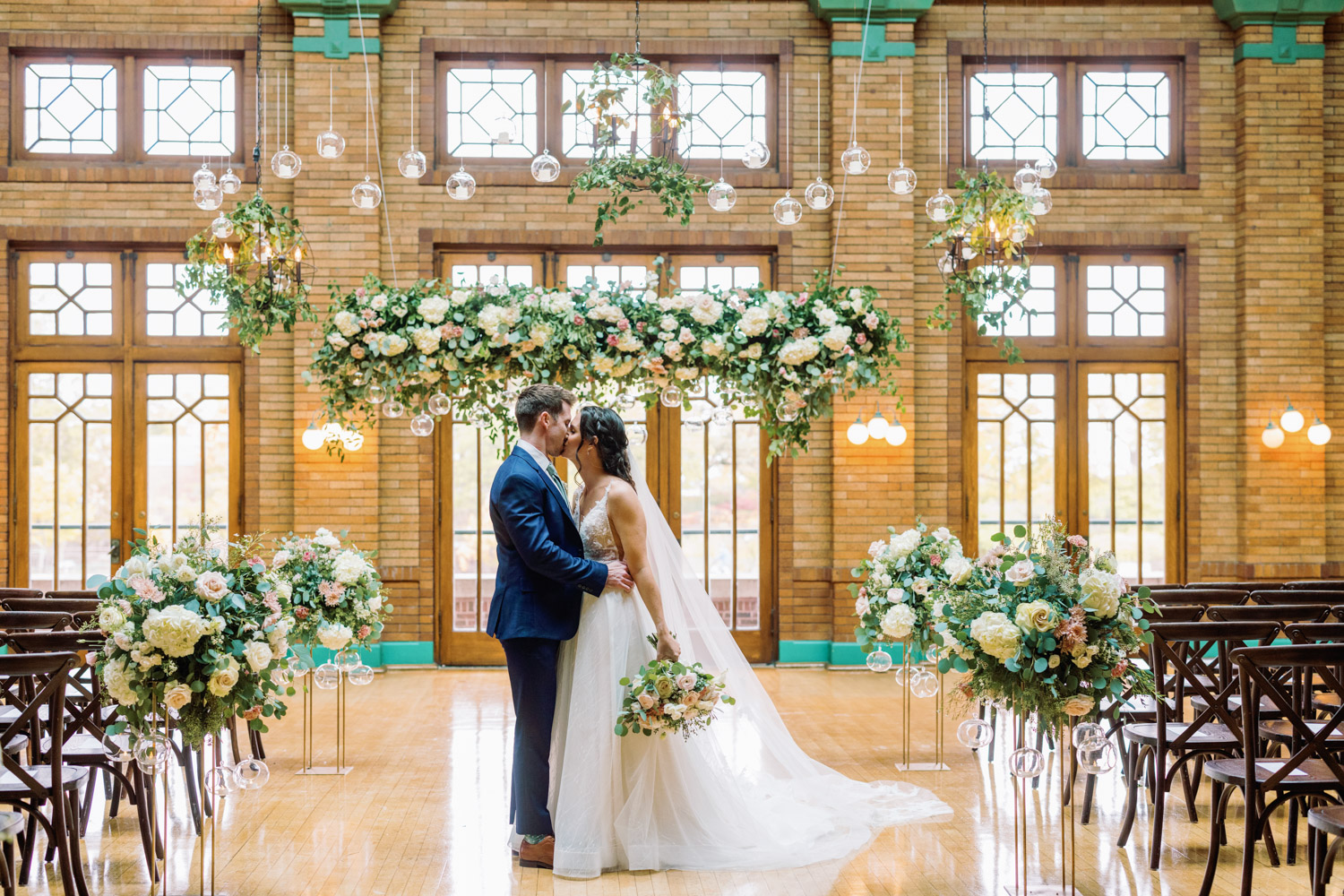 Wedding aisle portraits at Cafe Brauer