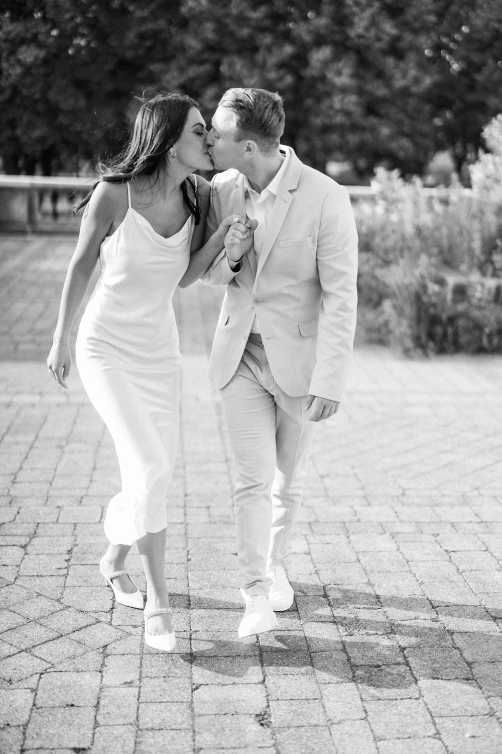 Classic black and white engagement photo