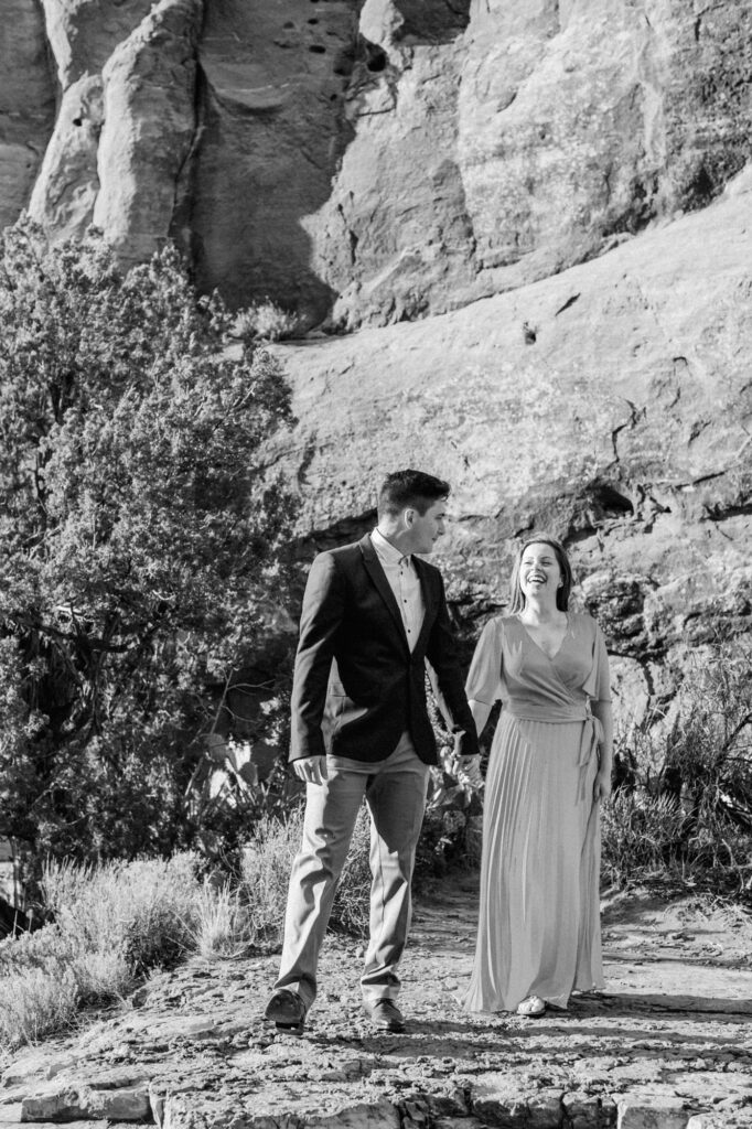 Black and white Sedona engagement photography