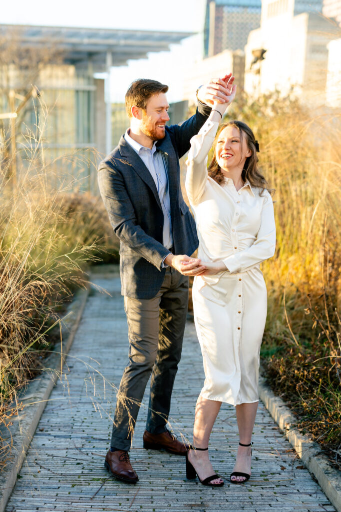 A December engagement session in Chicago's Lurie Garden