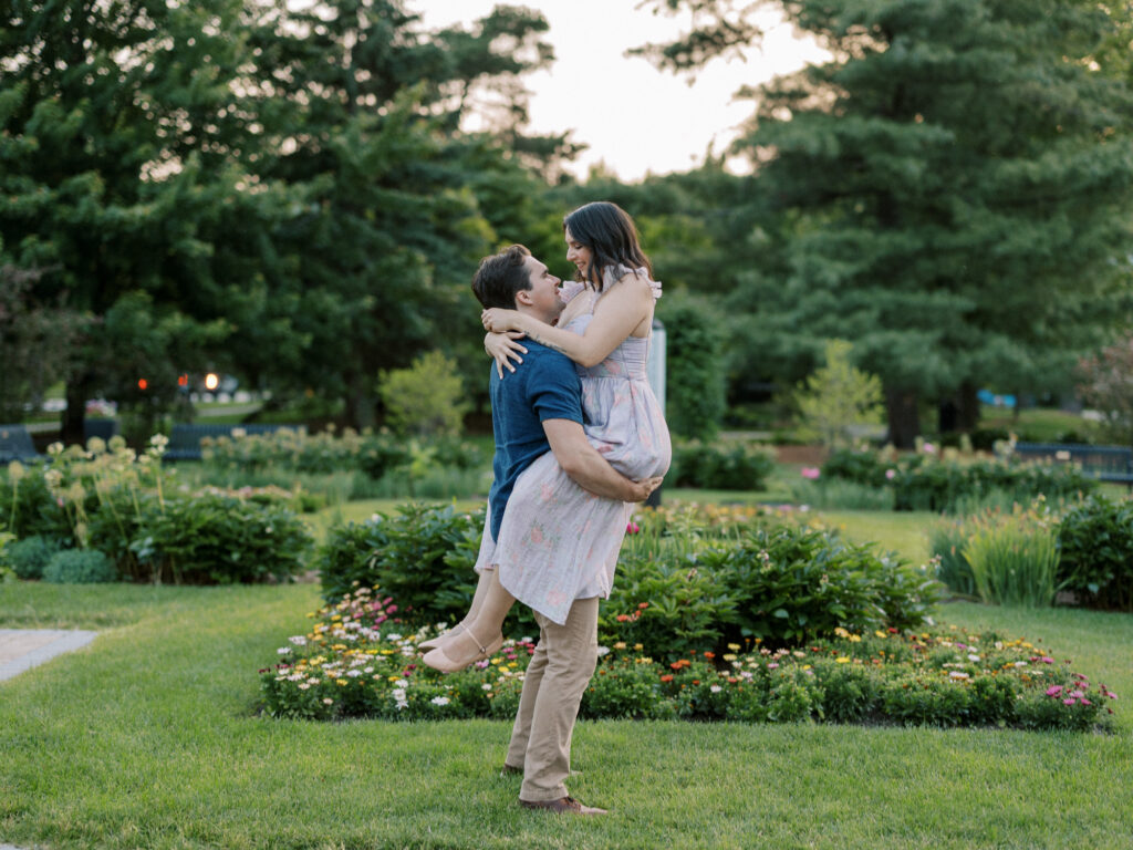 A secret garden engagement session captured in the West Suburbs of Chicago