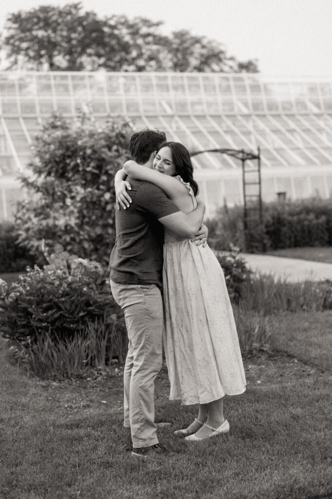 A beautiful black and white Elmhurst engagement photo