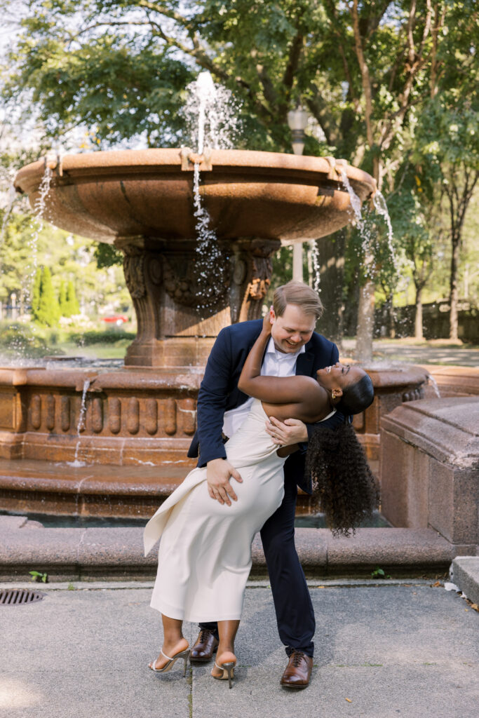 Engagement photo session at the Formal Gardens in downtown Chicago