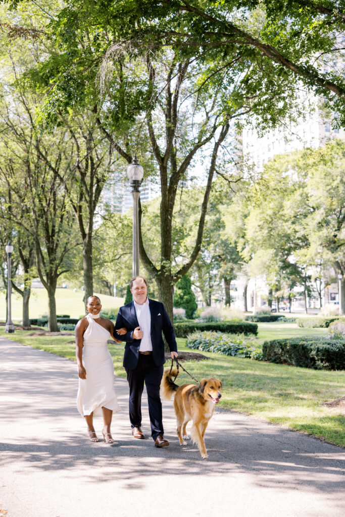Engagement photo session at the Formal Gardens in downtown Chicago