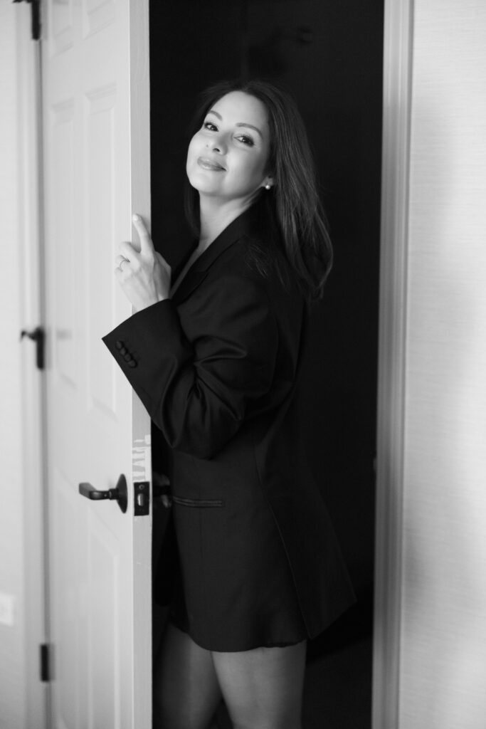 Serene and sensual boudoir photo during a full-service boudoir experience in Chicago