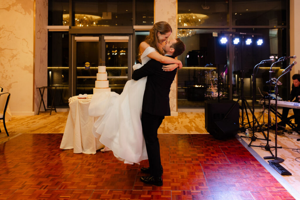 Bride and groom sharing their first dance at The Viceroy Chicago reception