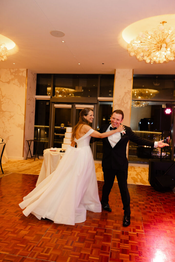 Bride and groom sharing their first dance at The Viceroy Chicago reception