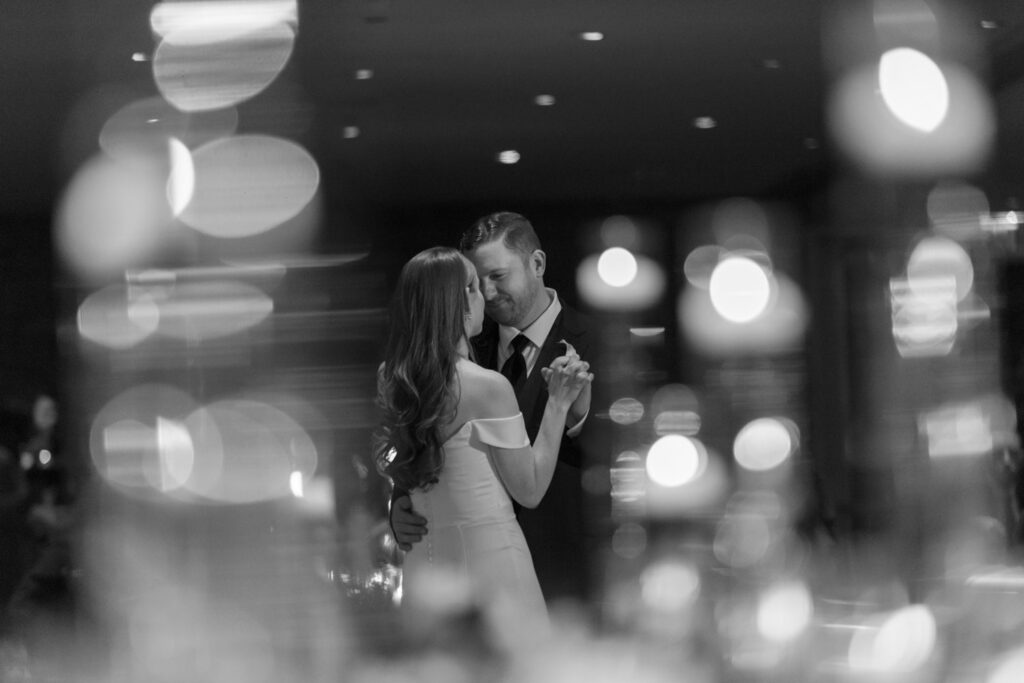 Romantic first dance at Morton Arboretum wedding reception