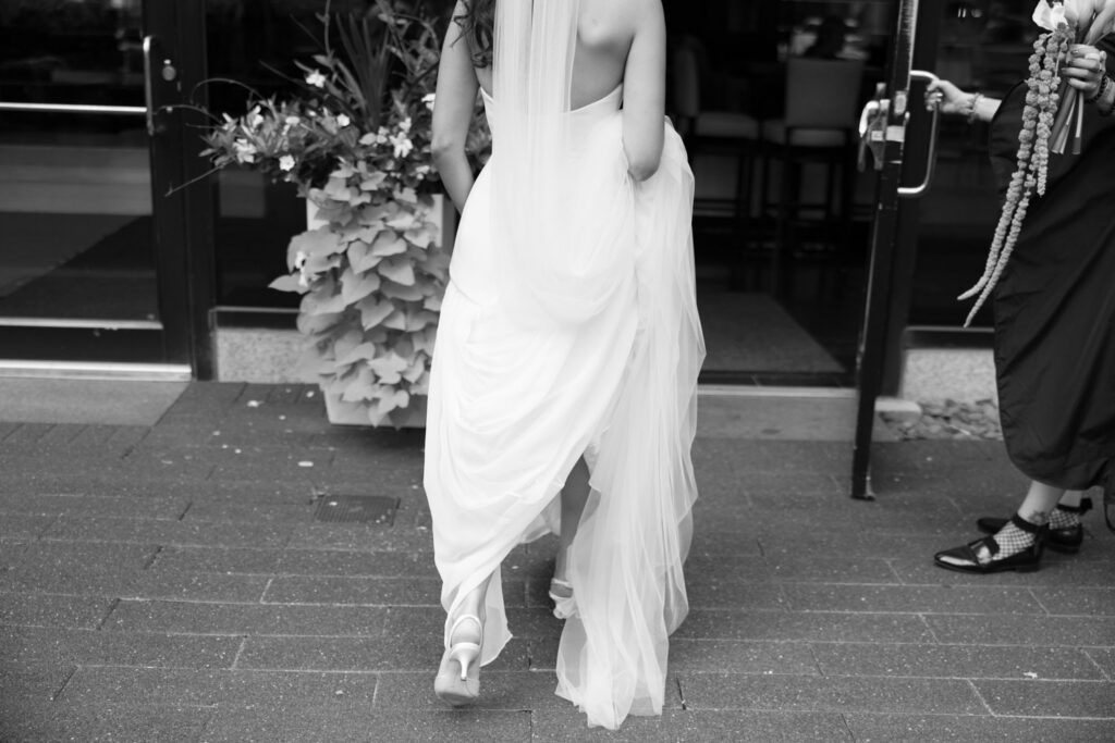 Candid photo journalistic wedding photo in black and white