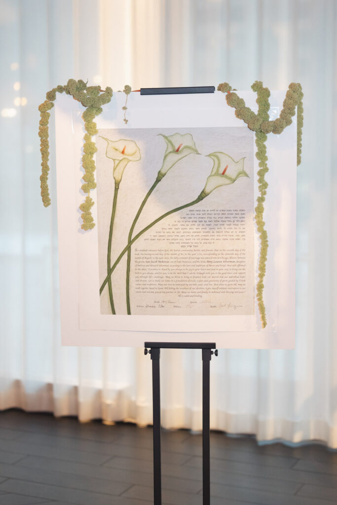 Hand painted ketubah at RPM Events wedding in Chicago.