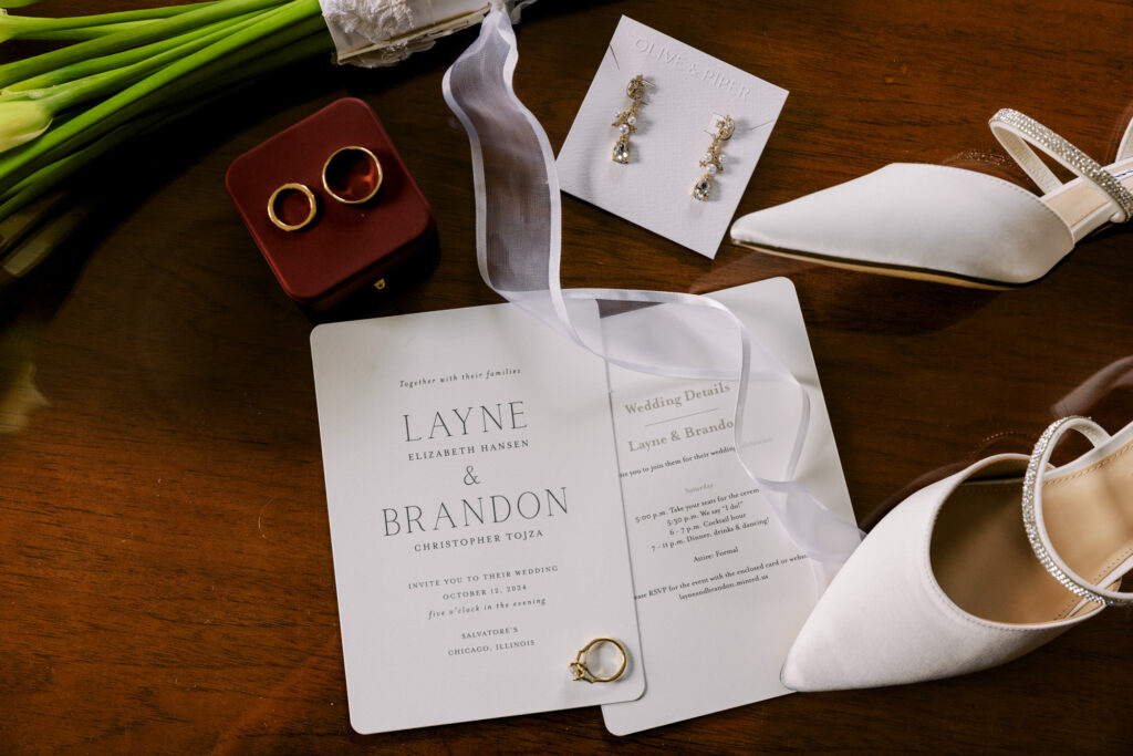 Wedding Invitation And Details Flat Lay Chicago Wedding