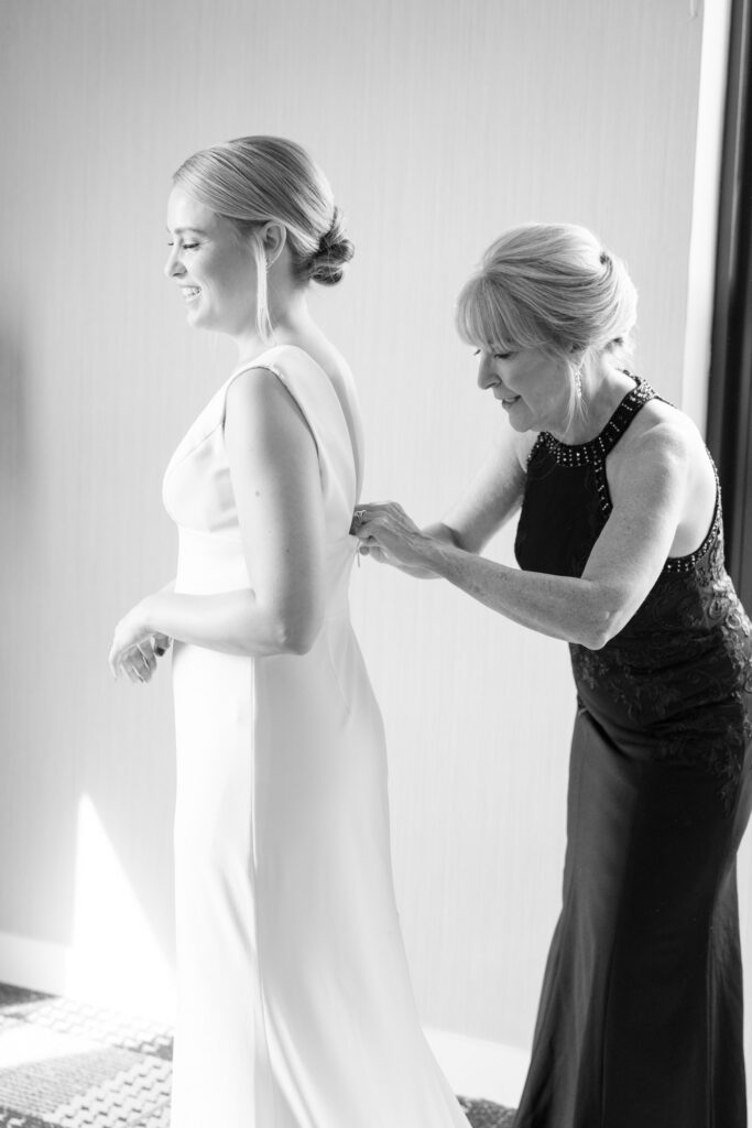 Bride Getting Ready In Hotel Suite Chicago Wedding
