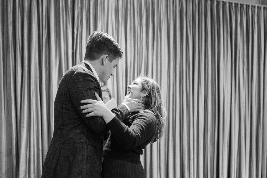 Couple embracing after ceremony at Sepia in Chicago