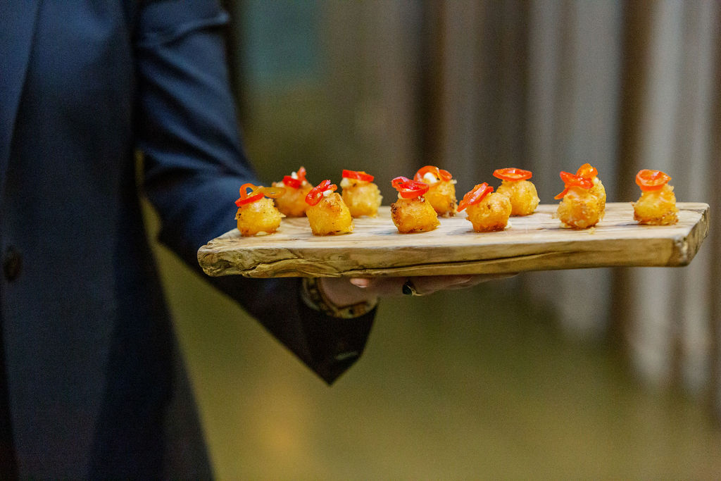 Passed appetizers served during wedding dinner at Sepia