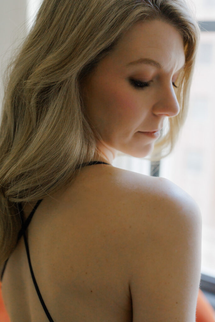 Close-up boudoir portrait with soft light